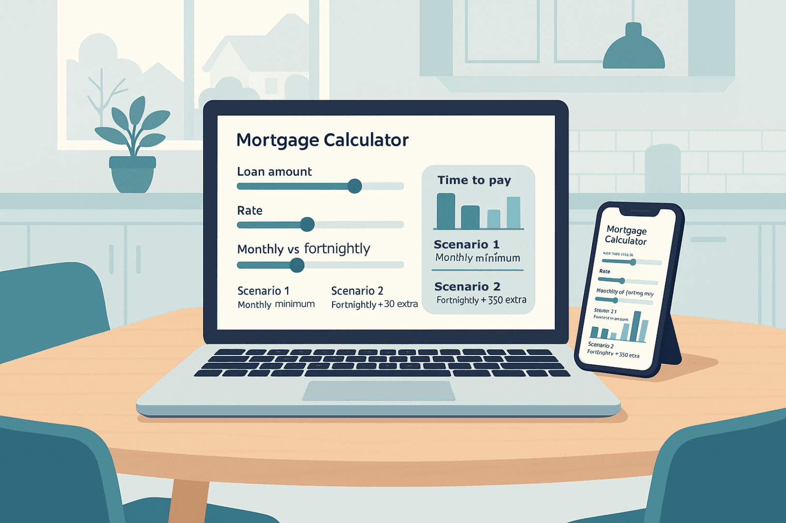 Home loan calculator on laptop