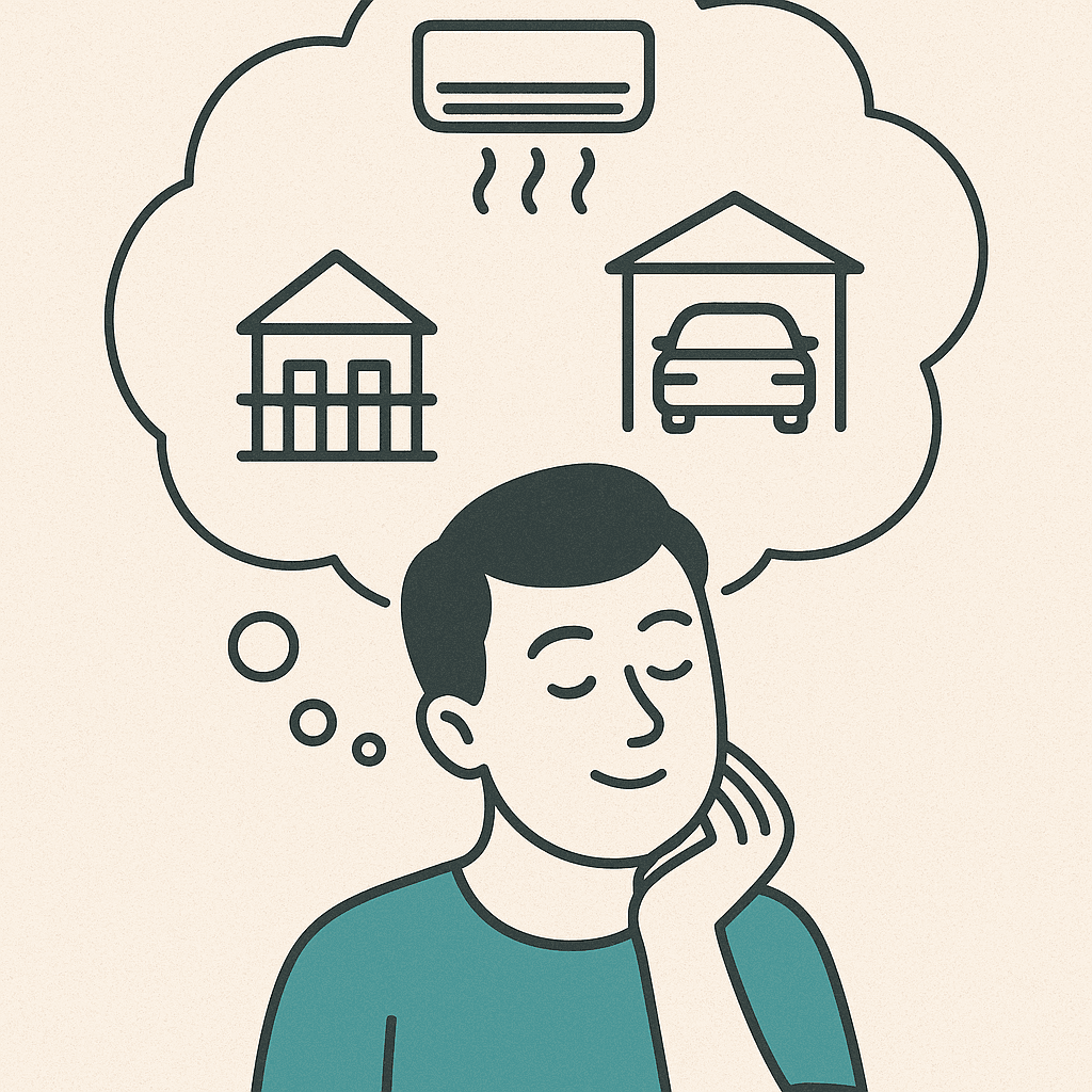 Three clean sliders at different levels, symbolising choice between bedrooms, comfort and location in a home search.